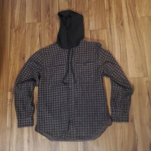 Men's ORIGINAL USE Checkered Flannel Style Button Up Sweatshirt Hoodie Sz M NWT